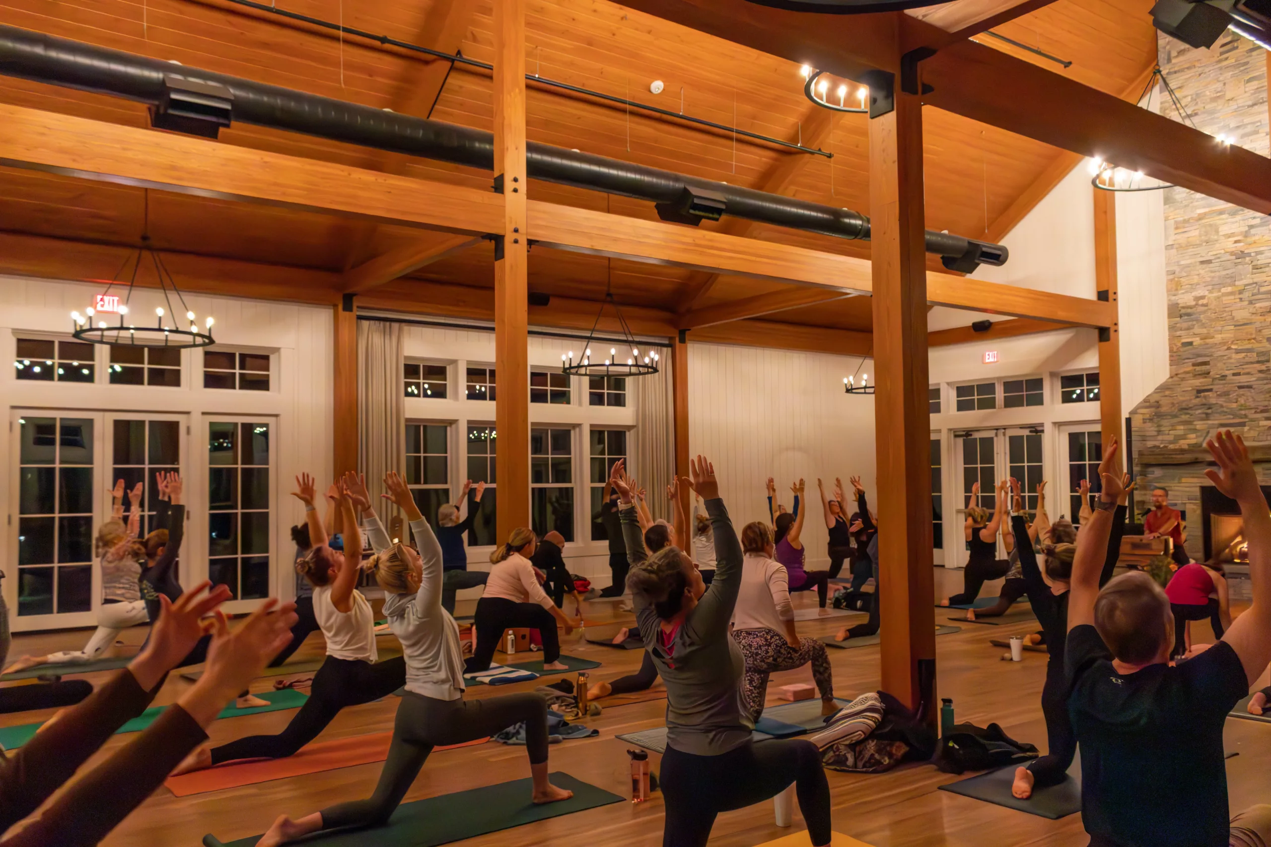 indoor yoga at the lakehouse